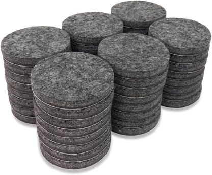 SoftTouch 1.5" Round Reusable Felt Furniture Sliders for Hard Surfaces, Noise-Reducing Adhesive Moving and Protective Pads for Cabinets, Chairs, Tables & Decorative Items Set of 48, Brown
