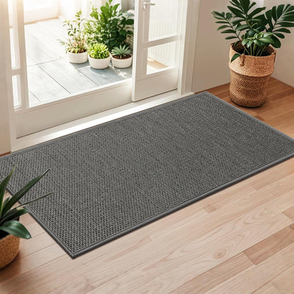 LEKEEPGO Door Mat 17"x29", Non Slip Door Mat Indoor Entrance, Rubber Backing Indoor Door mats Washable Absorbent Low-Profile Doormat Front Entryway Entry Resist Dirt Inside Door Mats, Khaki