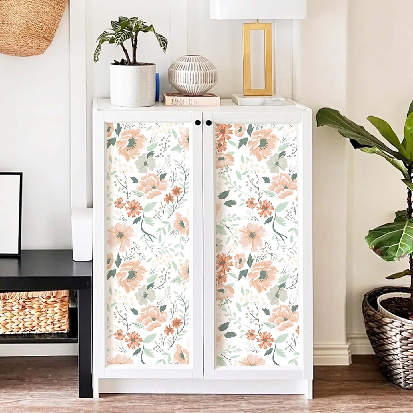 Heroad 16.1''x118'' Floral Peel and Stick Wallpaper Vintage Contact Paper Pink Rose Wall Paper Removable Renter Friendly Wallpaper for Bathroom Bedroom Nursery Waterproof Self Adhesive Vinyl Rolls