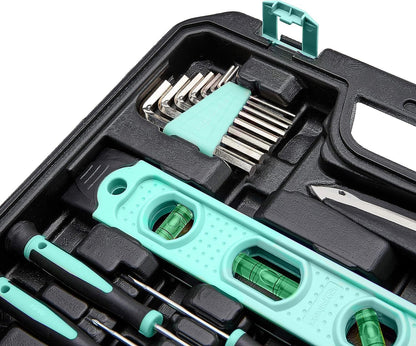 Amazon Basics 142-Piece Household Tool Kit for Home Repair, Hand Tools with Storage Case, 13.39 x 9.25 x 2.95 inch, Turquoise