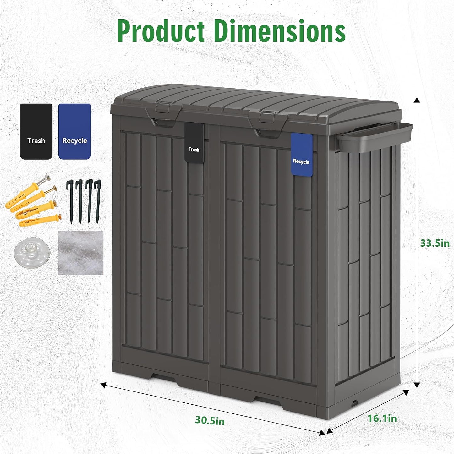 Outdoor Storage Box, 60 Gallon Waterproof Deck Box, Lockable Storage Container, Built-in Reinforcing Metal Rod Outside Resin Bin for Patio, Garden, Poolside and Garage