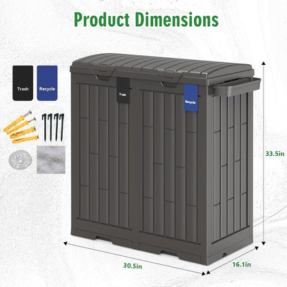 Outdoor Storage Box, 60 Gallon Waterproof Deck Box, Lockable Storage Container, Built-in Reinforcing Metal Rod Outside Resin Bin for Patio, Garden, Poolside and Garage