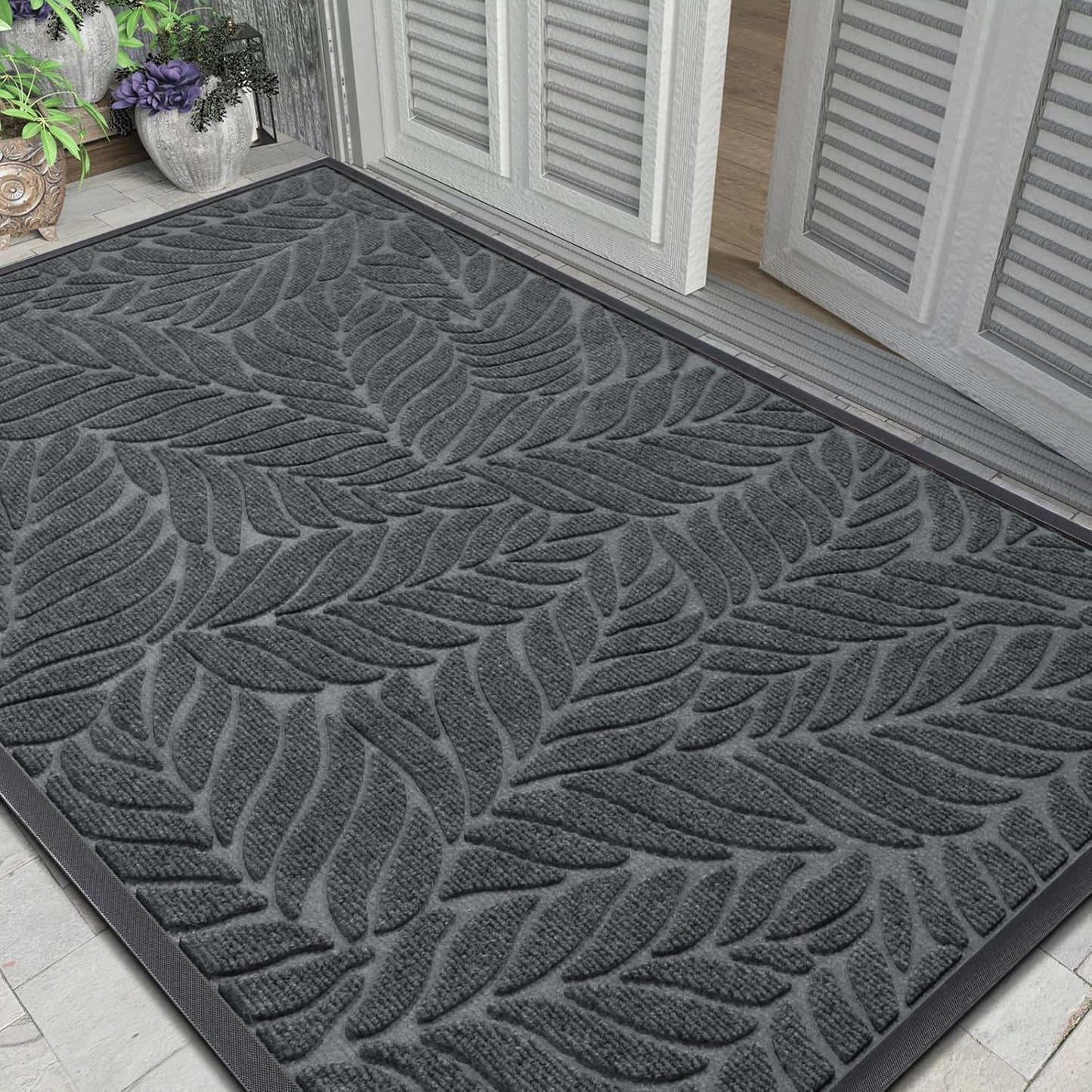 Yimobra Front Door Mat Outdoor Indoor, 29.5x17 All-Season Waterproof Door Mat Outside Entrance, All-Weather Non-Slip Outside Doormat for Garage Patio Entryway, Brown
