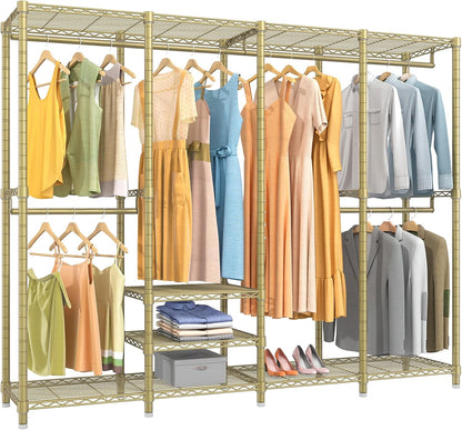 VIPEK V40 Heavy Duty Clothes Rack, 1110lbs Capacity Sturdy Metal Garment Rack, Clothing Rack with 6 Shelves & 4 Hang Rods, Adjustable Open Wardrobe Closet Organizer for Bedroom/Apartment/Retail, Black