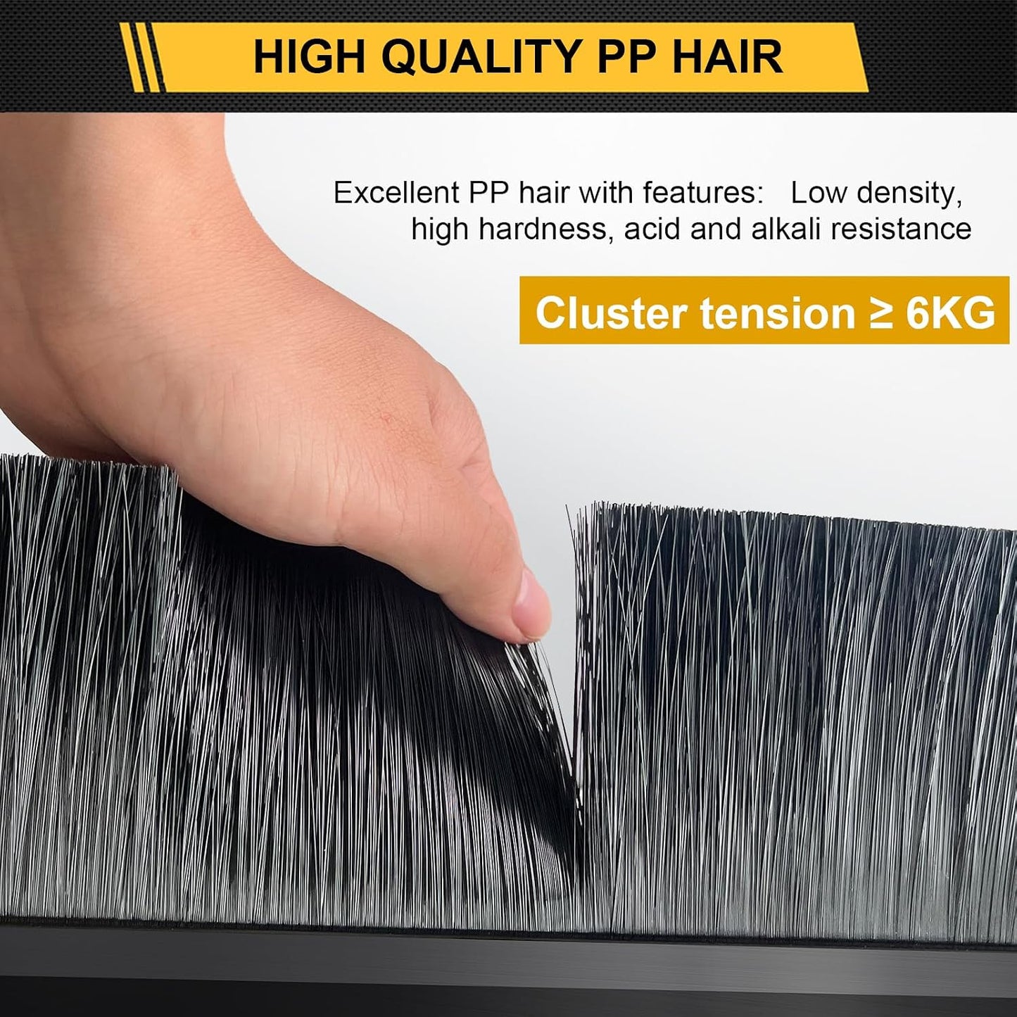 4-Pack Garage Door Brush Seal – Cepia Black Bottom Sweep – Roll-Up Door Stripping, 2.80" Wide x 39.3" Long, Aluminum Alloy Base, Ideal for Exterior Doors and Industrial Use (157.5 in / 400 cm)