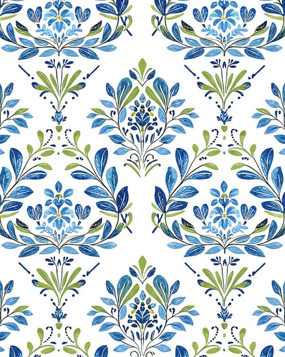 BOKEBEVE Leaves Contact Paper Floral Wallpaper Stick and Peel Boho Damask Wall Paper for Liner Drawer Cabinet Backsplash Renter Friendly Waterproof 17.5 x 118In