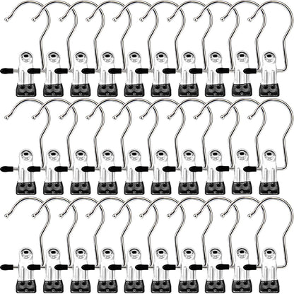Boot Hangers Clips, 16 Pack Laundry Hooks Hanging Clips Clothes Pins Closet Hanger Organizer Clamps Socks Towel Clips Heavy Duty Clothespins Bulk Hanger Clips for Closet Travel Pants Socks Handbags
