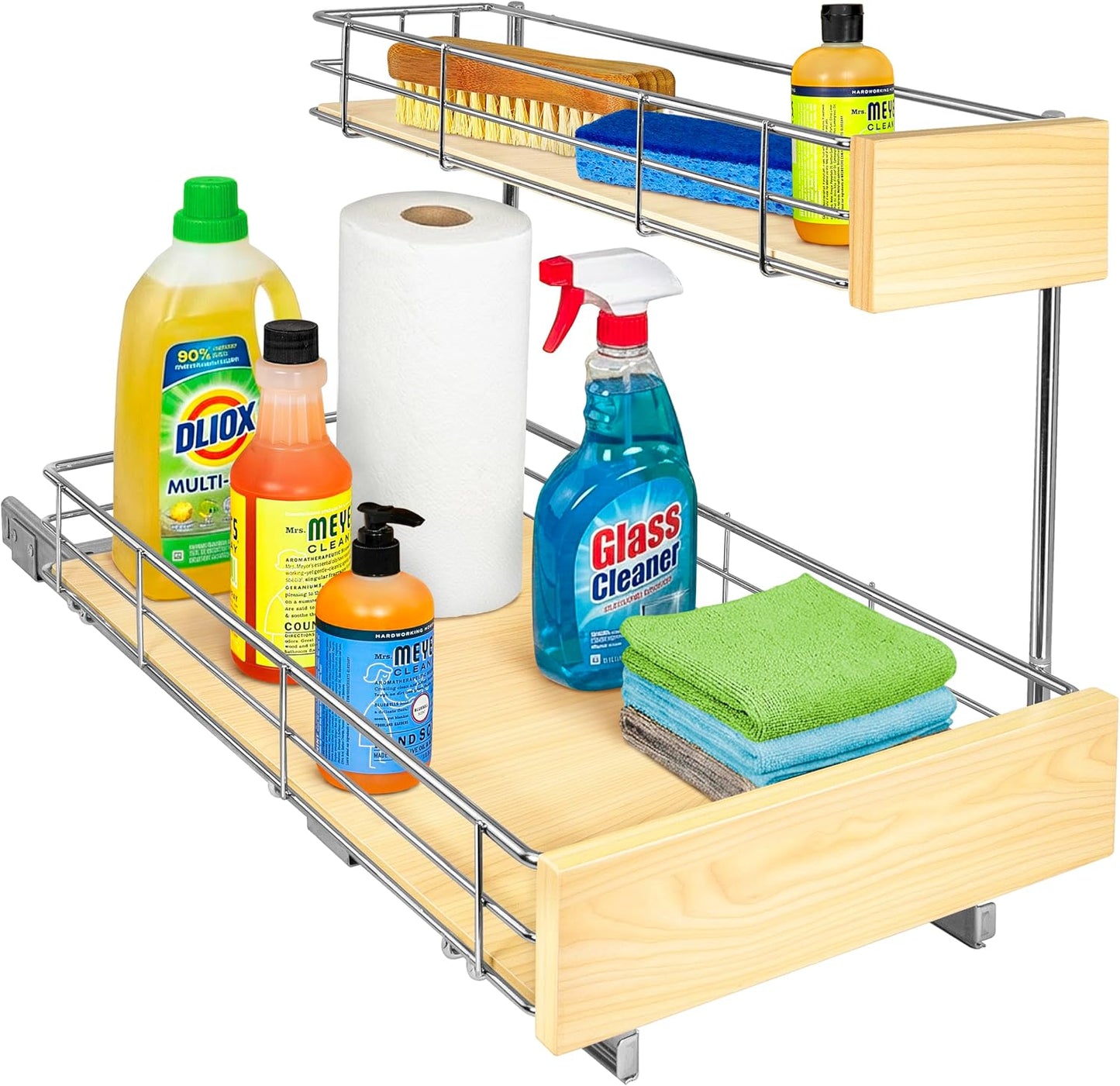 LYNK PROFESSIONAL® Pull Out Under Sink Kitchen Cabinet Organizer - 11.5 in. x 18 inch deep Drawer - Sliding Shelf Organizer for Cabinets and Undersink Storage Shelves - Lifetime Ltd. Warranty – Chrome