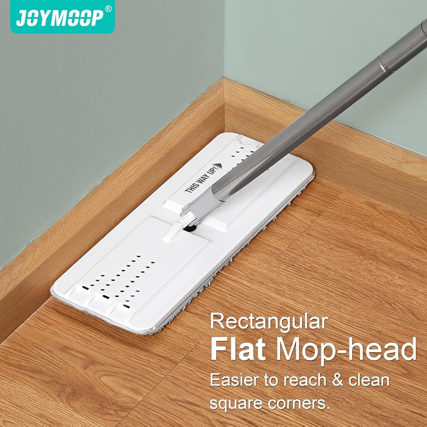 JOYMOOP Mop and Bucket Set, Flat Mops for Floor & Wall Cleaning, Commercial & Household Use, Hardwood Floor Mop with Long Handle & 4 Microfiber Pads