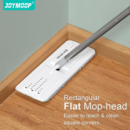 JOYMOOP Mop and Bucket Set, Flat Mops for Floor & Wall Cleaning, Commercial & Household Use, Hardwood Floor Mop with Long Handle & 4 Microfiber Pads