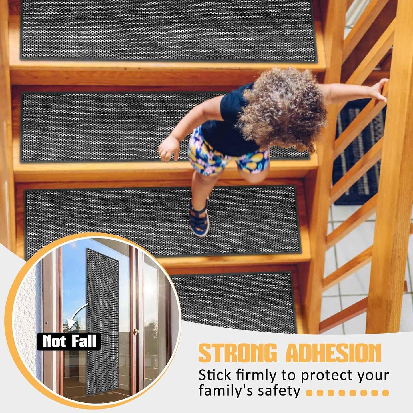 9" x36" Stair Treads Non Slip for Wooden Steps Indoor, 15 Pack, Beige | Reusable Peel and Stick Extra Wide Stair Treads Machine Washable