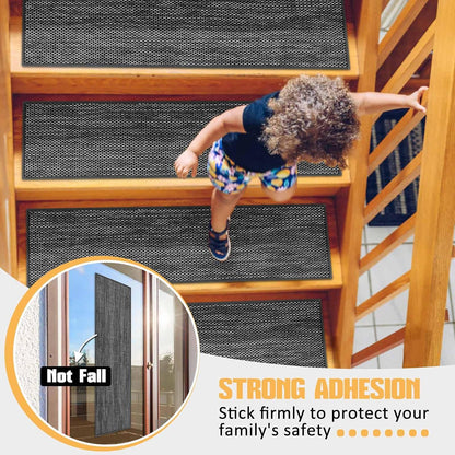 9" x36" Stair Treads Non Slip for Wooden Steps Indoor, 15 Pack, Beige | Reusable Peel and Stick Extra Wide Stair Treads Machine Washable