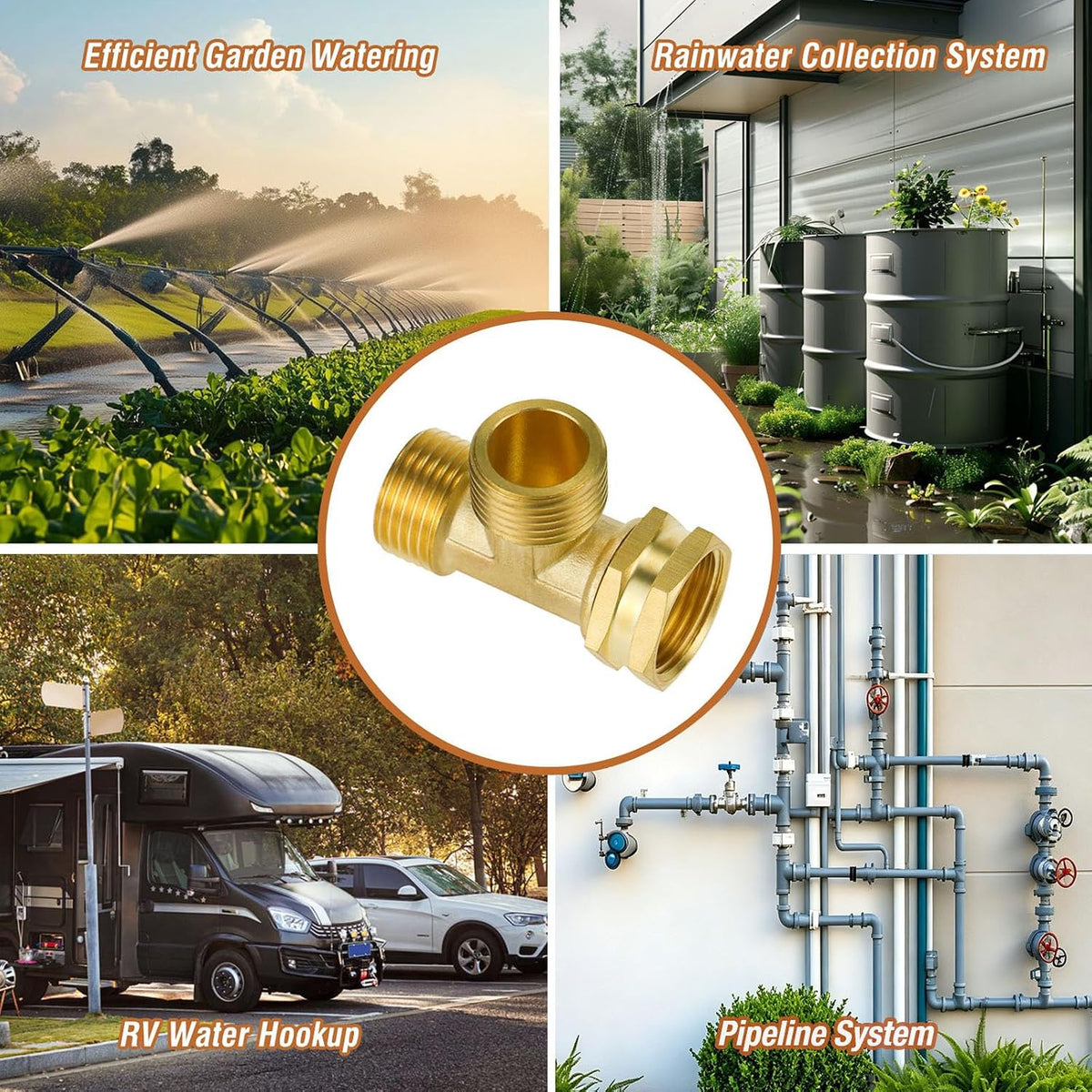 GHT 3/4 Hose Splitter 2 Way, Brass Hose Y for Outdoor Spigot | for garden hoses, sprinklers, drip irrigation and patios, good sealing performance, sturdy, leakproof, full flow port