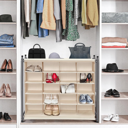 STORAGE MANIAC Stackable Shoe Cubby Organizer, Free Standing Shoe Cube Rack for Entryway, Bedroom, Apartment, Closet, 20-Cube Gray