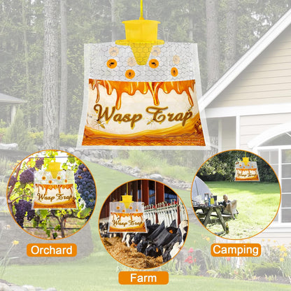 4 Pack Disposable Wasp Traps Outdoor Hanging Carpenter Bee Traps for Outside Yellow Jacket Trap Hornet Trap Wasp Catcher for Bug Flies Patio Garden