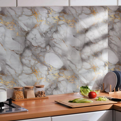 Peel and Stick Tile Shower Waterproof Marble Tiles Wall Panels, 11.8"x11.8" Self-Adhesive Backsplash Tile, 20 Pack
