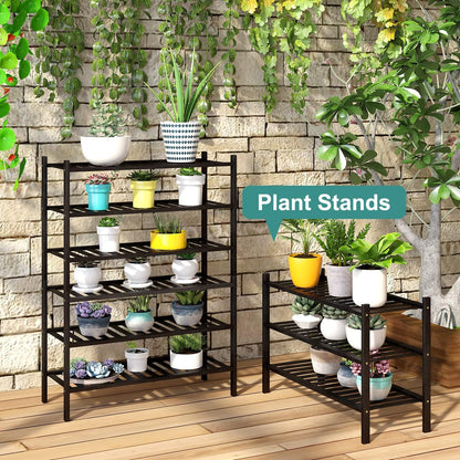 viewcare 3-Tier Black Bamboo Shoe Rack for Entryway, Stackable | Foldable | Natural, Shoe Shelf Storage Organizer for Hallway Closet, Free Standing Shoe Racks for Indoor Outdoor