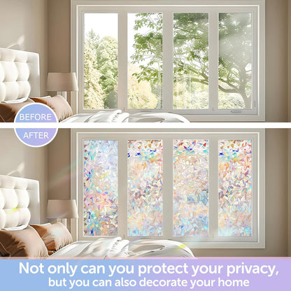 HIDBEA Frosted Window Privacy Film - Non Adhesive Static Cling Glass Stickers Sun UV Blocking Heat Control Door Covering Decals for Home Office, 23.6 x 78.7 Inch