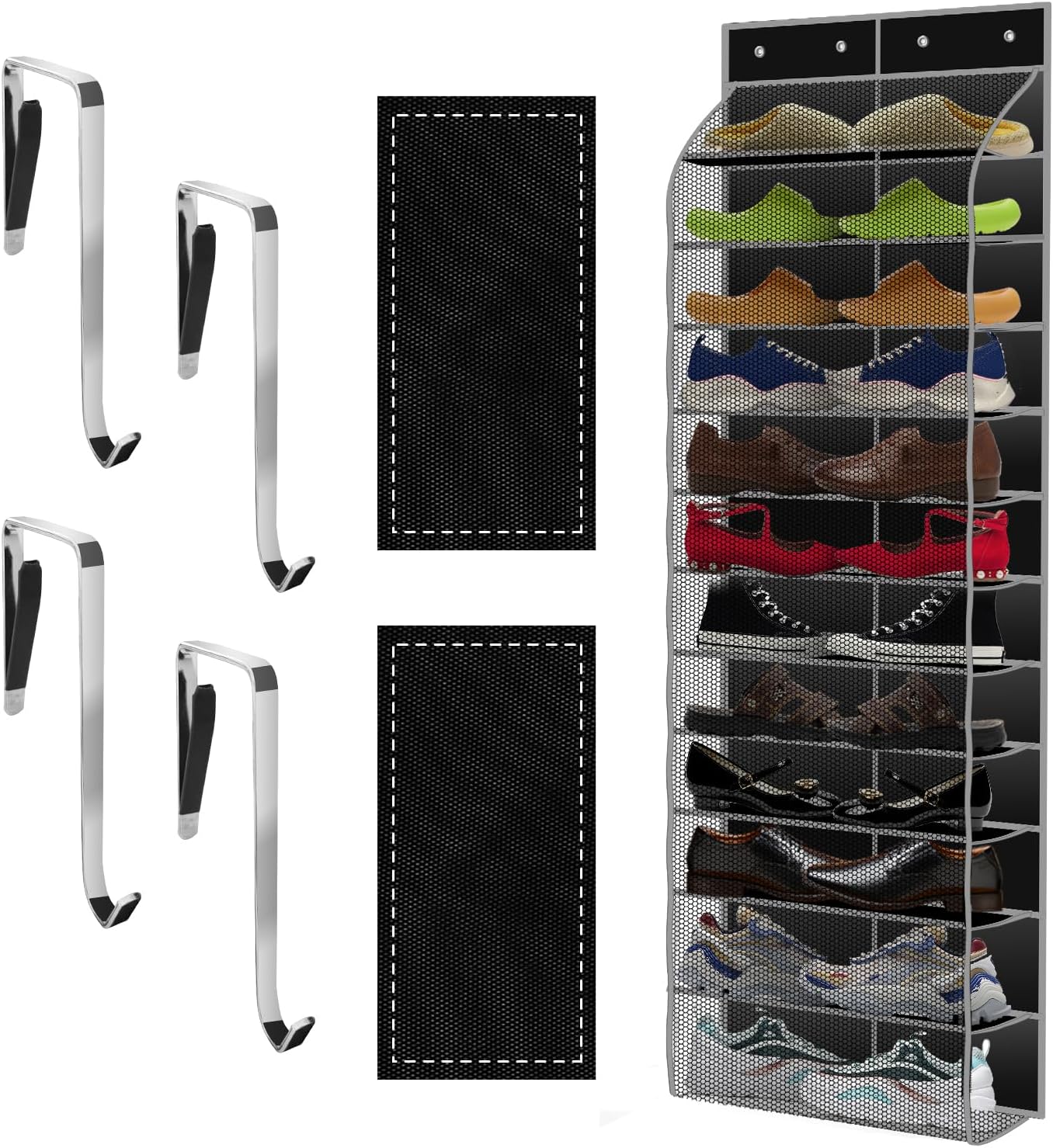 Kotkn Over The Door Shoe Organizer with 12 Large Breathable Pockets - Durable Hanging Storage for the Entire Family's Shoes (White)