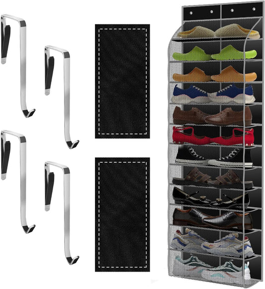 Kotkn Over The Door Shoe Organizer with 12 Large Breathable Pockets - Durable Hanging Storage for the Entire Family's Shoes (White)
