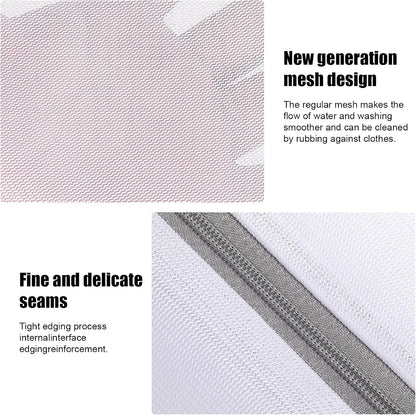 Mesh Laundry Bags for Delicates, Lingerie Wash Bags with Auto-Lock Zipper, 100% Polyester Fine Mesh, White Net, 2XL, 2L, 2S