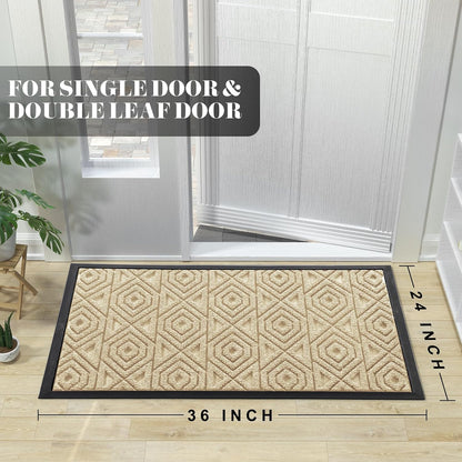 Yimobra Front Door Mat Outside Entrance 29.5x17, Waterproof Heavy Duty Outdoor Mats for Front Door, Non Slip Rubber Entry Mat for Garage Patio Indoor, Grey