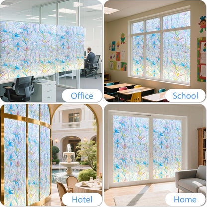 Finnez Window Privacy Film 3D Static Cling Window Film, No Glue Heat Control & 96% UV Blocking for Home Office, Decorative Frosted Glass Cover 17.5 Inch x 6.5 Feet