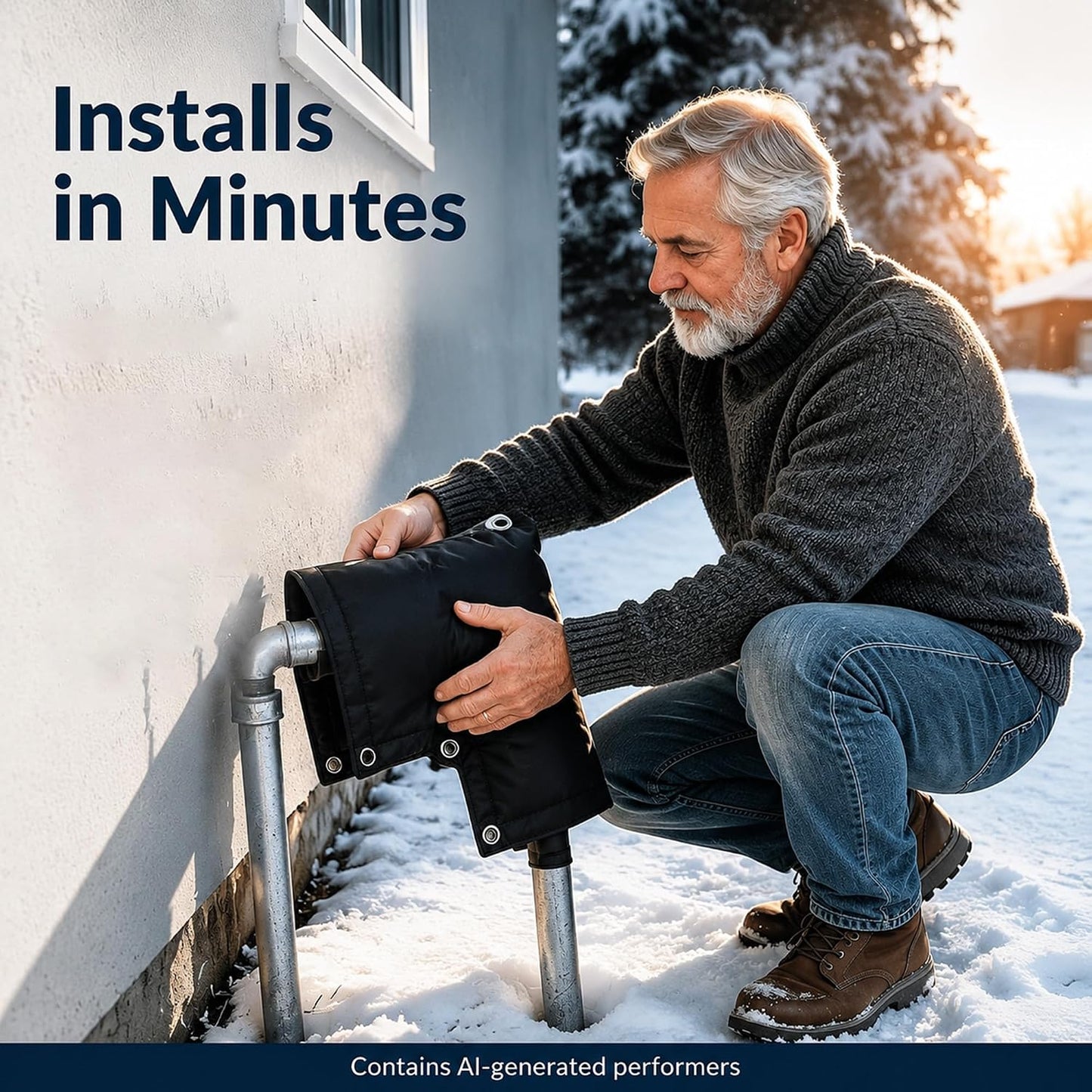 Outdoor Faucet Cover for Winter, Insulated Backflow Cover Freeze Protection | Fits Up to 9” W x 10” H