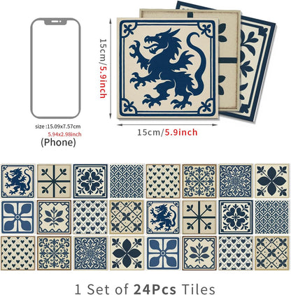 Peel and Stick Backsplash Tile Sticker for Kitchen and Bathroom Walls - 24 Removable 5.9"x5.9" Tiles, Waterproof