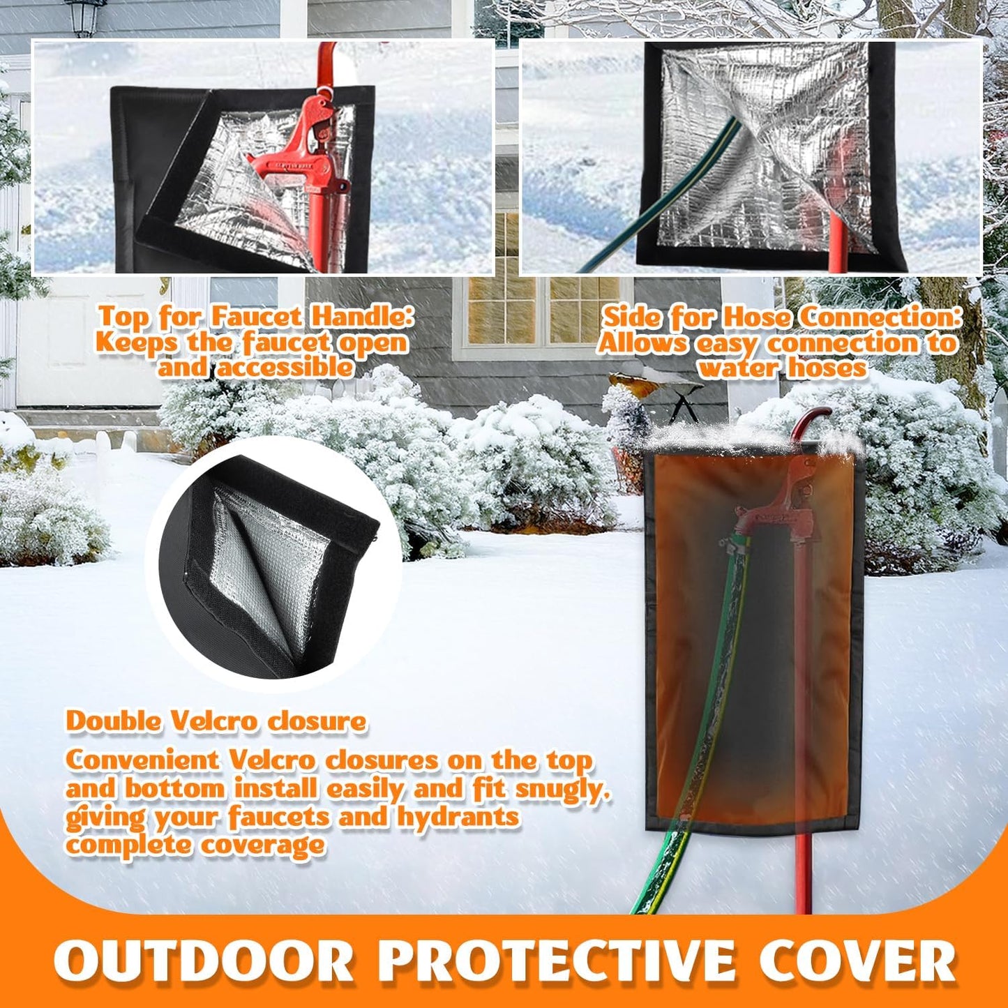 Outdoor Faucet Cover for RV Park & Yard Hydrant, 25”H x 13.5”W Long Faucet Socks Insulated Pipe Hose, Freeze and Heat Protector for Winter & Summer for Garden, Lawn, and Sprinkler Systems