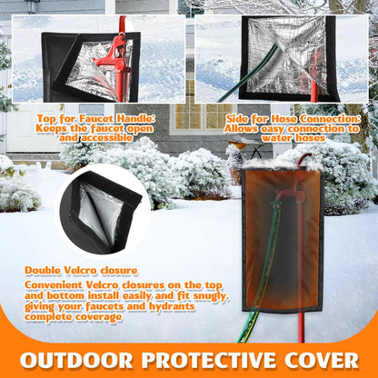 Outdoor Faucet Cover for RV Park & Yard Hydrant, 25”H x 13.5”W Long Faucet Socks Insulated Pipe Hose, Freeze and Heat Protector for Winter & Summer for Garden, Lawn, and Sprinkler Systems