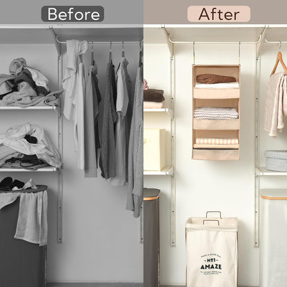 GRANNY SAYS 3-Shelf Hanging Closet Organizer and Storage, Collapsible Hanging Closet Shelves, Hanging Organizer for Closet & RV, Gray, 29 ½" H X 12" W X 12" D, 1-Pack