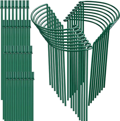 HiGift Peony Cages and Supports 24" H x 10" W, 8 Pack Tall Snake Plant Support Stake Half Round Metal Garden Stake for Indoor and Outdoor Plants, Flower Support Ring Border for Tomato,Hydrangea,Rose