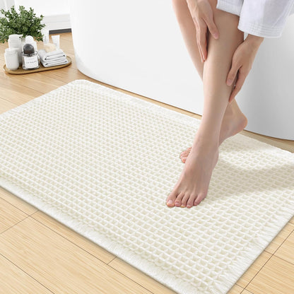 Smiry Waffle Bath Mat 30x20, Extra Soft Absorbent Bathroom Rugs, Non Slip Machine Washable Quick Dry Bath Rugs for Bathroom Floor, Tub, Shower, Home Decor Accessories, Brown