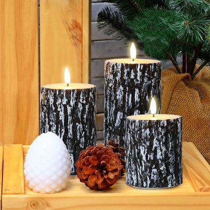 Eywamage Ivory Flameless Pillar Candles with Remote, Flickering Realistic LED Battery Wax Candles Set of 3, Φ 3" H 4" 5" 6"