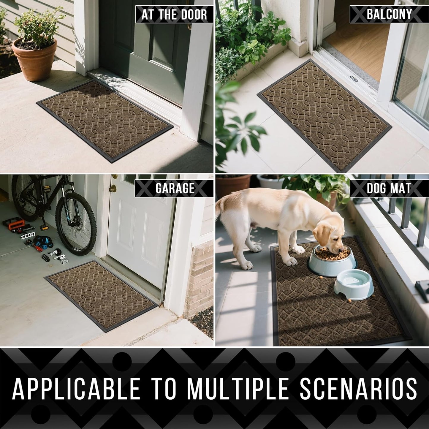 Yimobra Outdoor Mats for Front Door 29.5x17, All-Season Waterproof Doormat Outdoor Entrance, Heavy Duty Non-Slip Outside Door Mat for Garage Patio Proch Entryway Indoor, Black