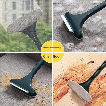 Window Screen Cleaner, 1Pc Double Sided Cleaning Brush, Fast Mesh Net Scraping Mop Washing Tool with Removable 16 Inch Handle for Glass Doors and Cabinets