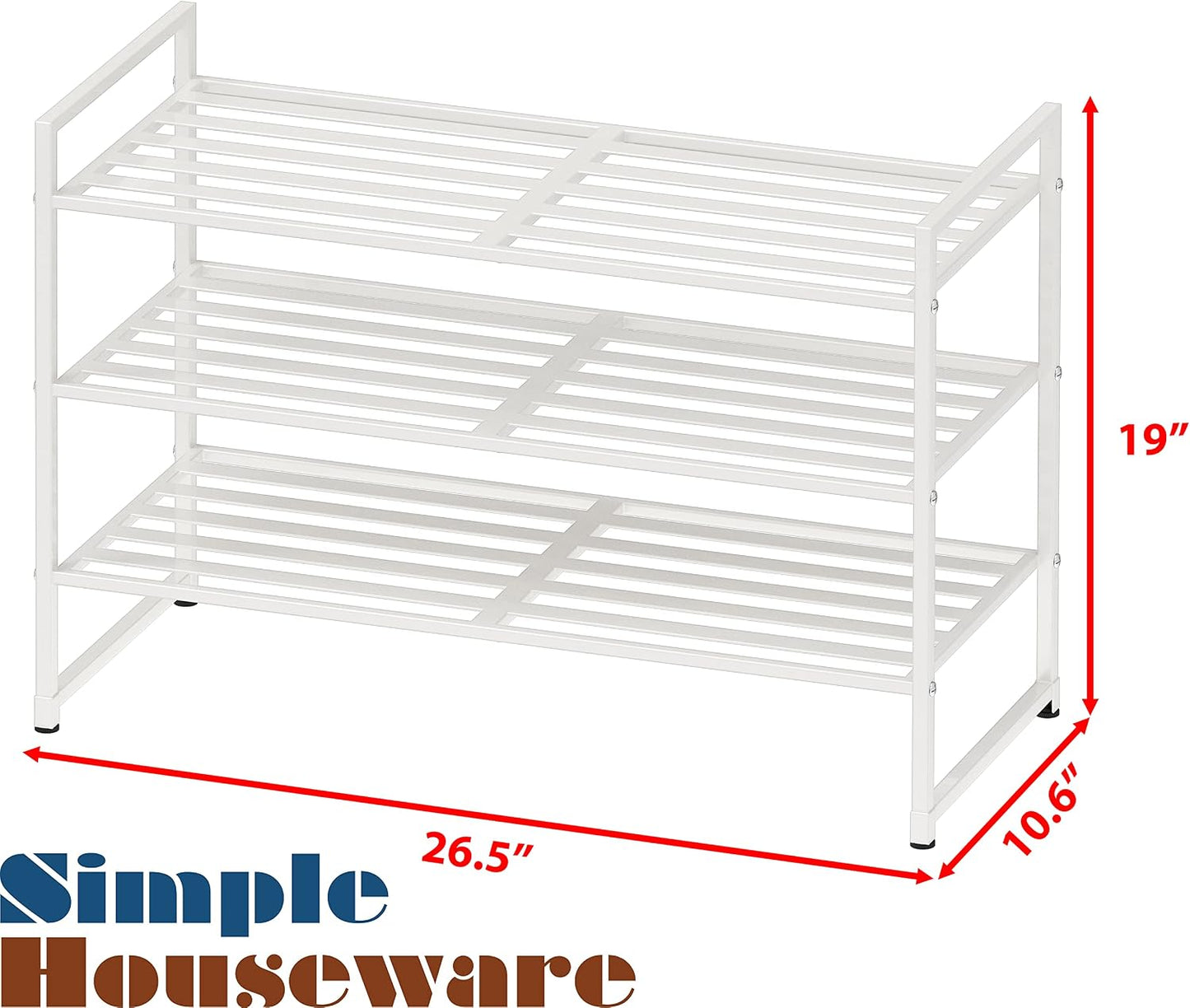 Simple Houseware 3-Tier Stackable Shoes Rack Storage Shelf, Black