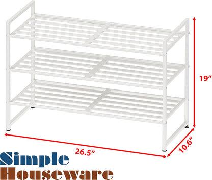 Simple Houseware 3-Tier Stackable Shoes Rack Storage Shelf, Black
