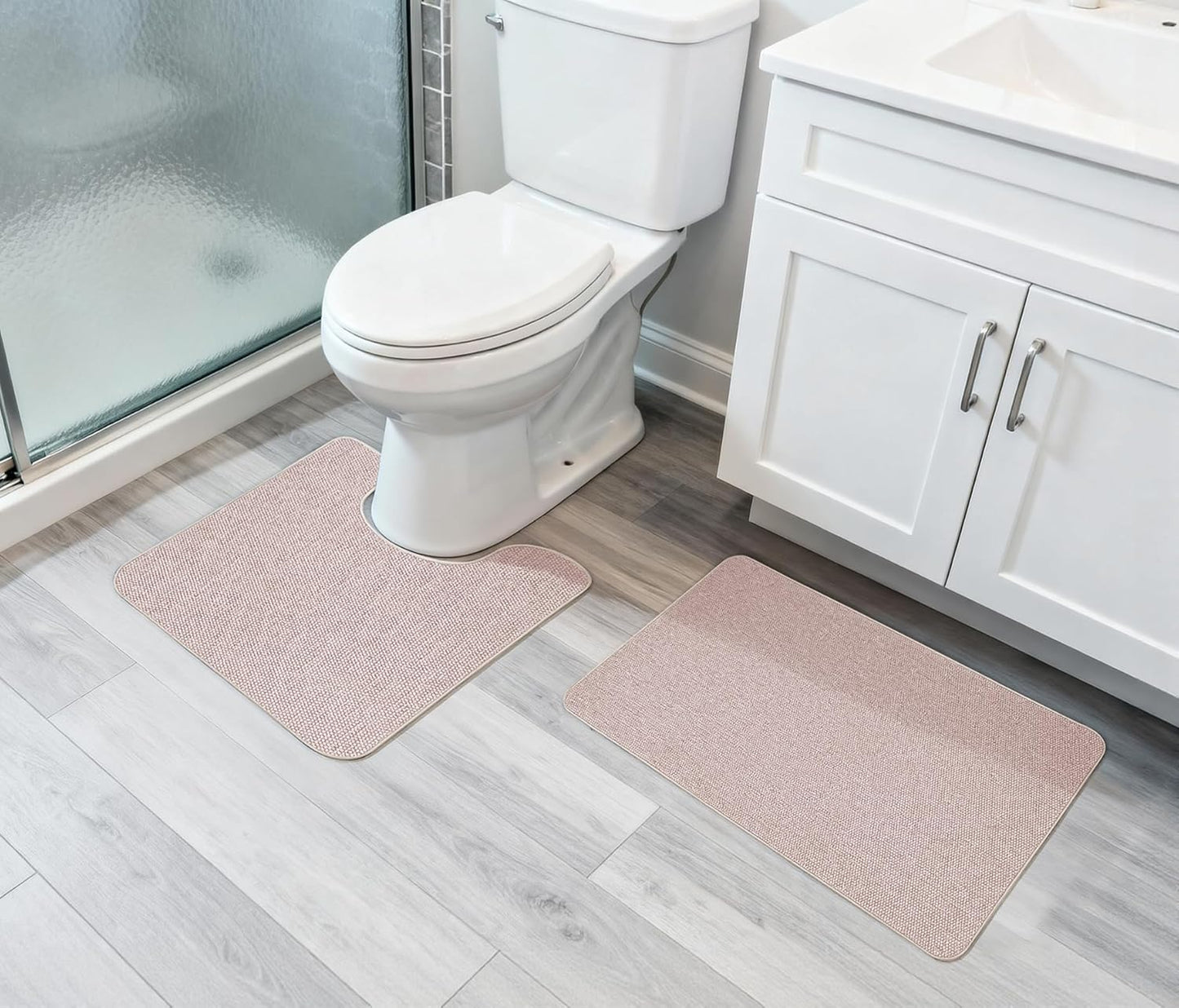 Bath Mat,Ultra Thin Bathroom Rugs,Rubber Bath Mats for Bathroom,No Slip Bath Rugs,Quick Dry,Machine Washable,Low Pile,Absorbent,Shower Outside,Sink,Home Decor Accessories.Grey,1'5"x2'3"(17x27Inch)