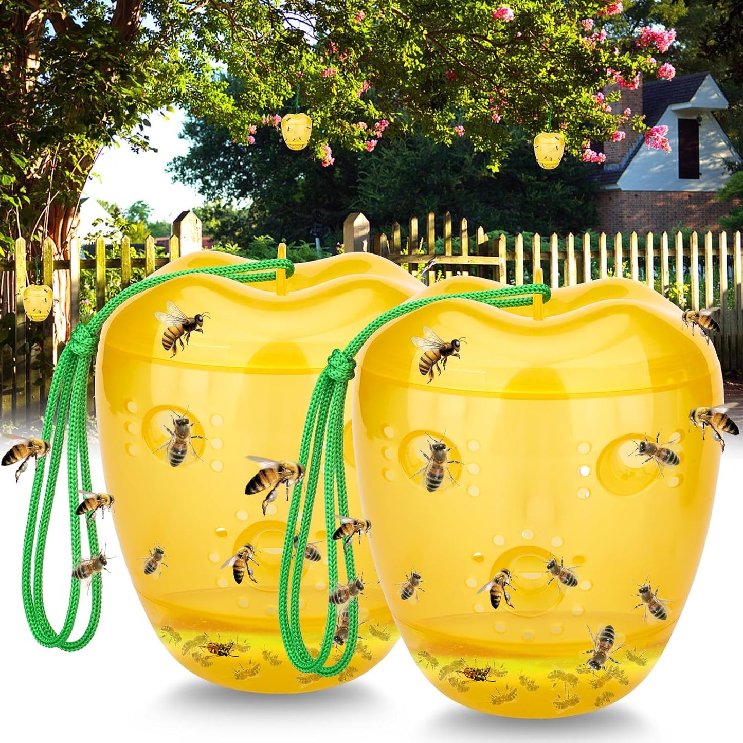 Wasp Trap, Yellow Jacket Trap Outdoor Hanging, Reusable Hornet and Wasp Catcher Traps for Outside, 2 Pack - Orange