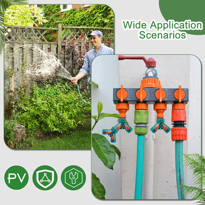 2 Way Y Splitter for 3/4" Garden Hose, Black, 2 Pcs | Plastic Hose Connectors, Faucet Watering Shut Off Valves, For Irrigation
