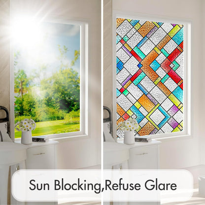 SUNBABY Reeded Glass Window Privacy Film, Frosted Glass Window Film for Bathroom & Front Door, Static Cling Decorative 3D Window Stickers Day and Night Privacy Sun Heat Blocking (17.5 x 78.7 Inch)