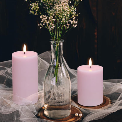 Black Flameless Pillar Candles with Remote, Flickering LED Wax Candles Battery Operated Set of 3