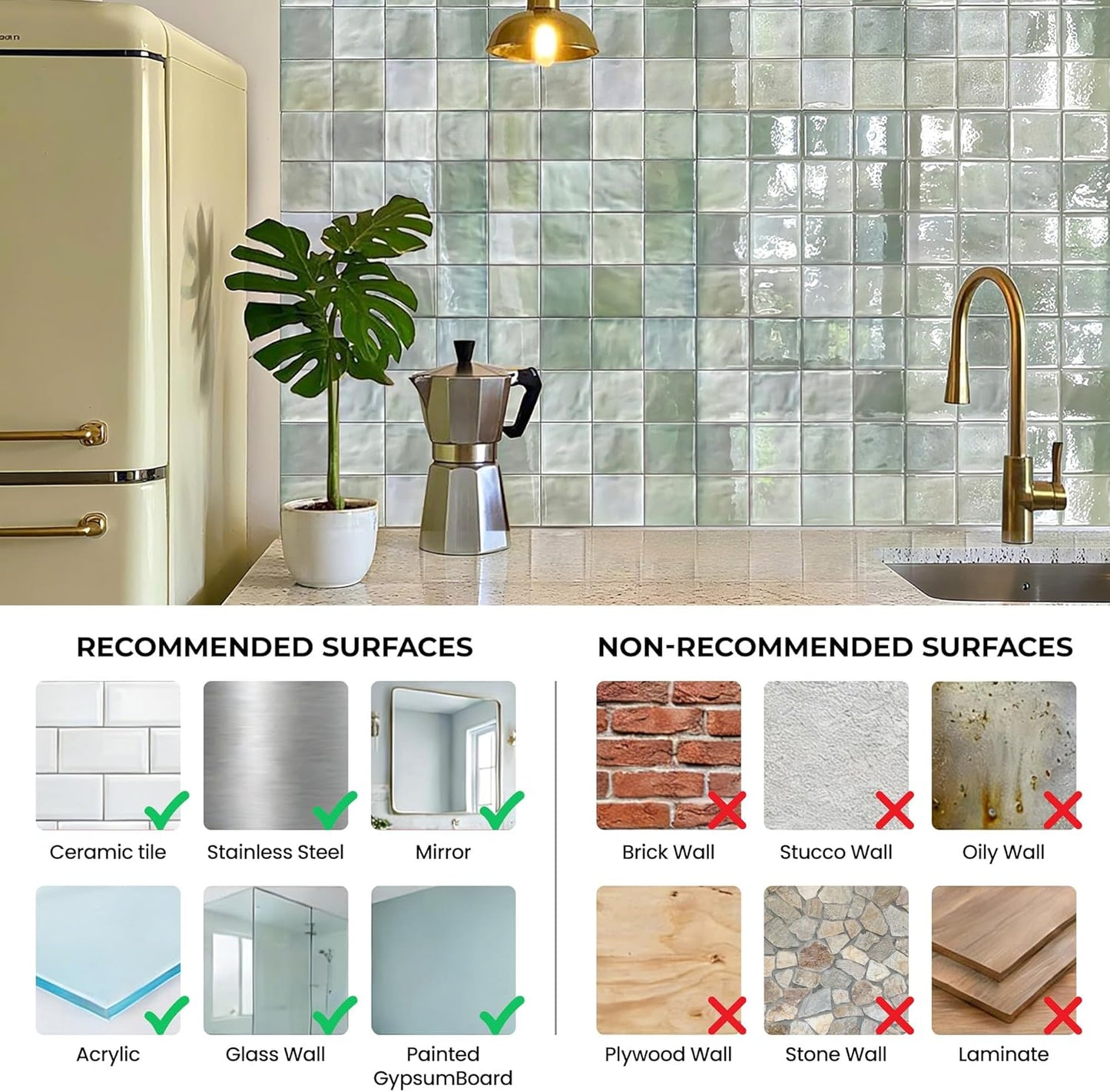 5 Sheets Peel and Stick Backsplash, Self Adhesive Wall Tiles, 3D Adhesive Tile Backsplash, 12"x12"Premium Self Adhesive Wall Tiles Peel and Stickfor Kitchen, Bathroom, RV(Spring Moss)