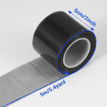 Black Window Screen Repair Tape, 2" x 16ft (196") Mosquito Net Repairs Tapes, Strong Adhesive Fiberglass Mesh Patch Tape, Screen Repair Tapes for Torn Window and Door Tears Holes
