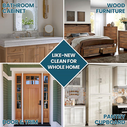 cocomfix Kitchen Cabinet Cleaner for Sticky Grease, Gentle Residue-Free Cabinet Degreaser for Wood, Painted & White Cabinets, Removes Grime, Fingerprints & Buildup, with Soft Scrub Brush, 32oz