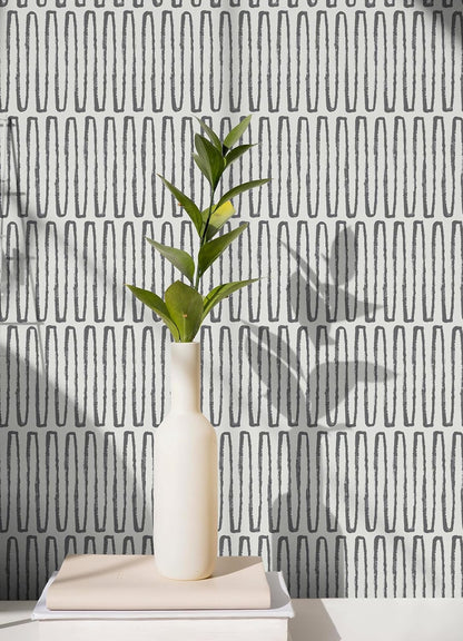 NuWallpaper Porter Charcoal Peel and Stick Wallpaper, Charcoal Patterned Removable Contact Paper for Walls, Self Adhesive Wall Covering for Bedroom Living Room Accent Wall