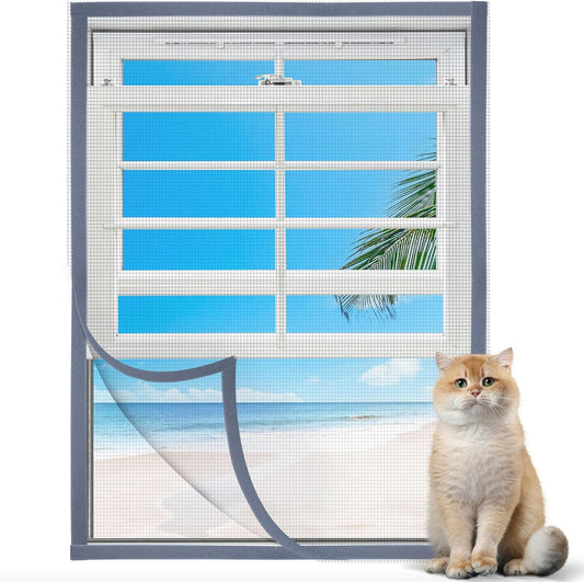 Homealexa DIY Window Screen Kit, Max 51"x 59" Adjustable Mosquito Mesh with Reinforced Edge, Thick Self-Adhesive Temporary Nylon Window Screens Replacement