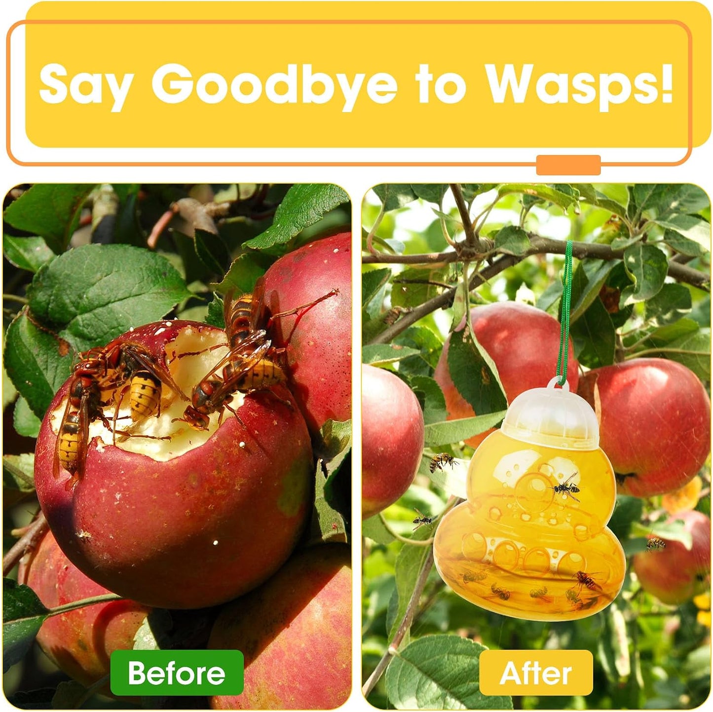 2 Pack Reusable Wasp Traps Outdoor Hanging | Yellow Jacket Trap Carpenter Bee Traps for Outside Hornet Trap Wasp Catcher for Outdoor Garden, Farm, Insect Bug Flies